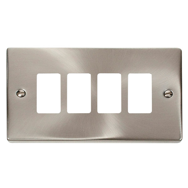 Click Deco Satin Chrome 4 Gang Grid Pro Front Plate VPSC20404