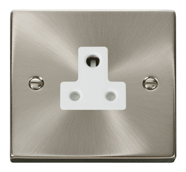 Click Deco Satin Chrome 5A Single Round Pin Socket VPSC038WH