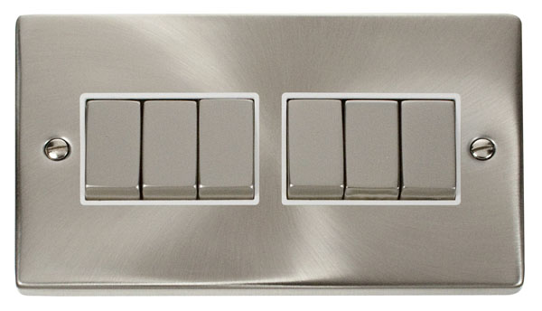 Click Deco Satin Chrome 6 Gang 2 Way Switch VPSC416WH