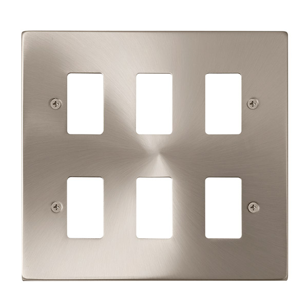 Click Deco Satin Chrome 6 Gang Grid Pro Front Plate VPSC20506