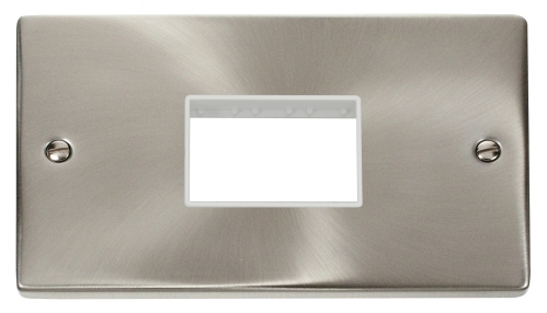 Click Deco Satin Chrome Double Plate 3 Gang Aperture VPSC432WH
