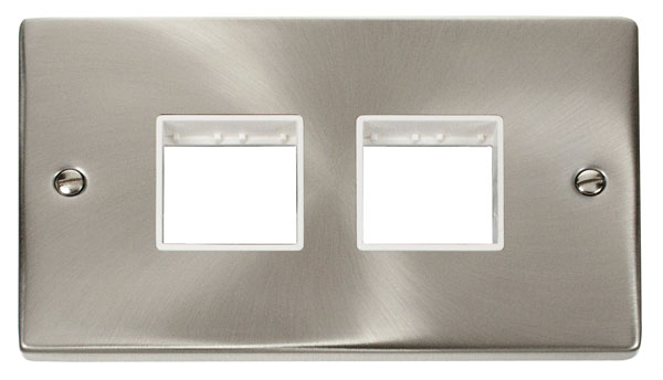 Click Deco Satin Chrome Double Plate 4 Gang Aperture VPSC404WH