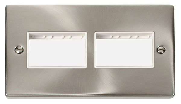 Click Deco Satin Chrome Double Plate 6 Gang Aperture VPSC406WH
