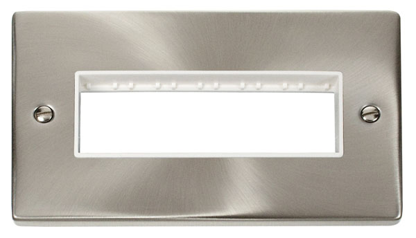 Click Deco Satin Chrome Double Plate 6 Gang Aperture VPSC426WH