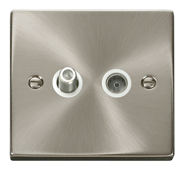 Click Deco Satin Chrome Non-Isolated Satellite and Coaxial Socket VPSC170WH