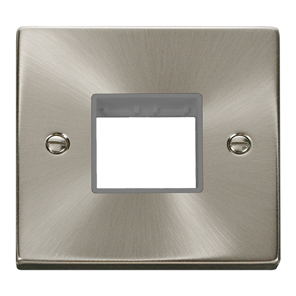 Click Deco Satin Chrome Single Plate 2 Gang Aperture VPSC402GY