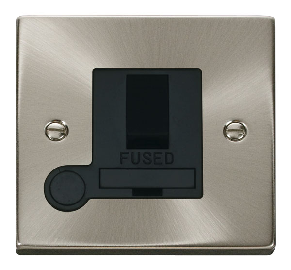 Click Deco Satin Chrome Switched Fused Spur with Flex Outlet VPSC051BK