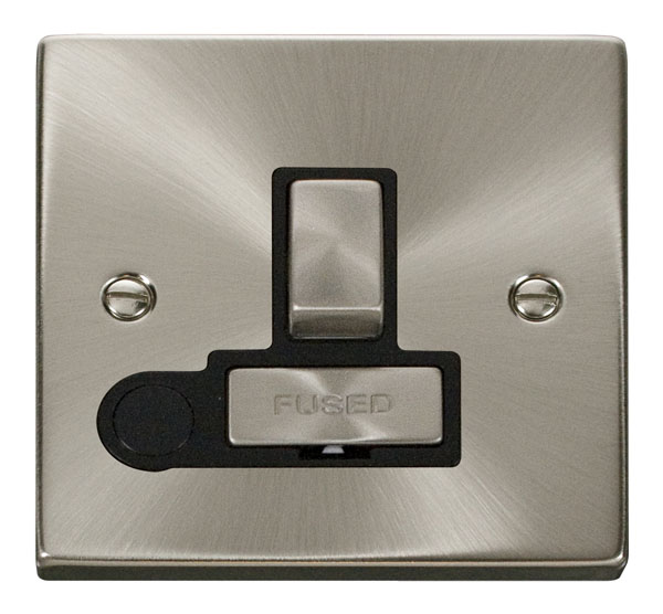 Click Deco Satin Chrome Switched Fused Spur with Flex Outlet VPSC551BK