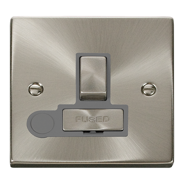 Click Deco Satin Chrome Switched Fused Spur with Flex Outlet VPSC551GY