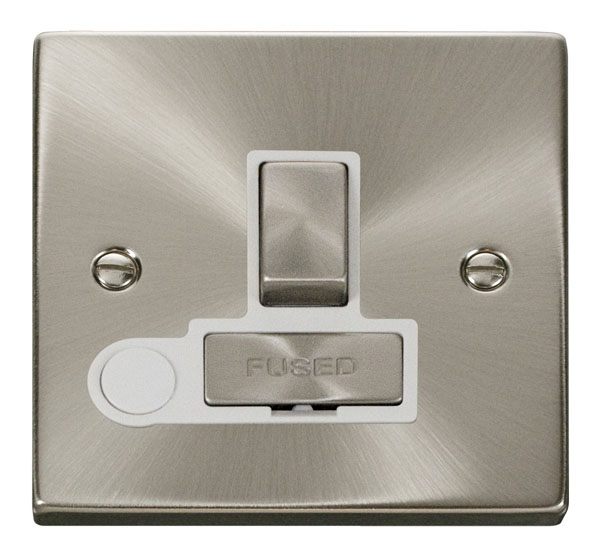 Click Deco Satin Chrome Switched Fused Spur with Flex Outlet VPSC551WH