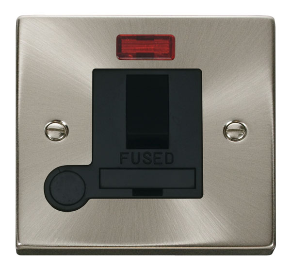 Click Deco Satin Chrome Switched Fused Spur with Neon and Flex Outlet VPSC052BK