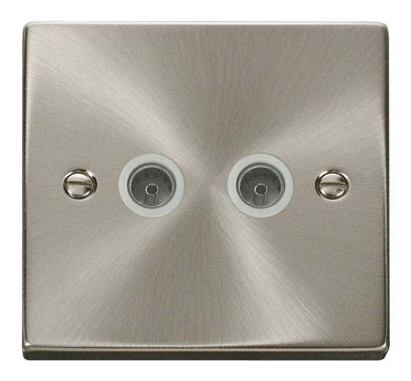 Click Deco Satin Chrome Twin Non-Isolated Coax Socket VPSC066WH