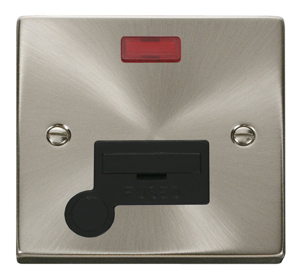 Click Deco Satin Chrome Unswitched Fused Spur with Neon and Flex Outlet VPSC053BK