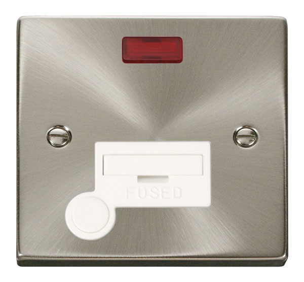 Click Deco Satin Chrome Unswitched Fused Spur with Neon and Flex Outlet VPSC053WH