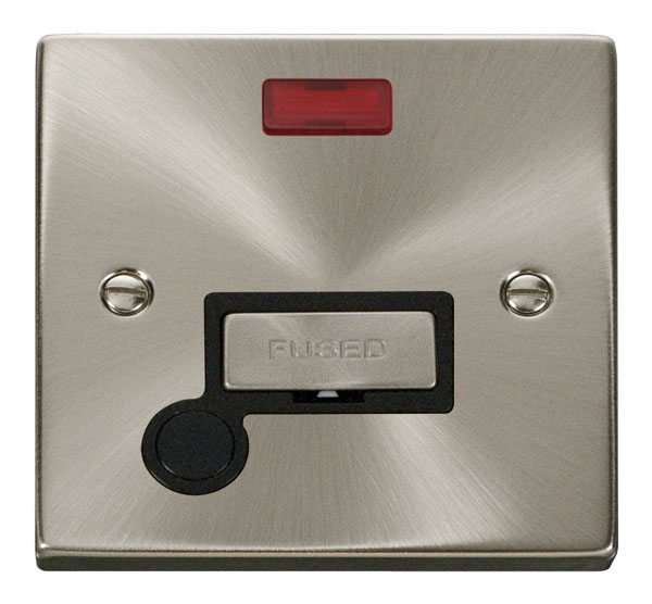 Click Deco Satin Chrome Unswitched Fused Spur with Neon and Flex Outlet VPSC553BK