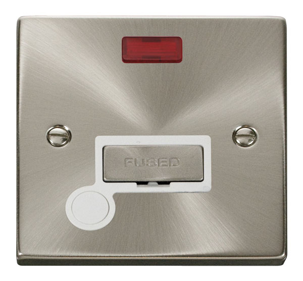 Click Deco Satin Chrome Unswitched Fused Spur with Neon and Flex Outlet VPSC553WH