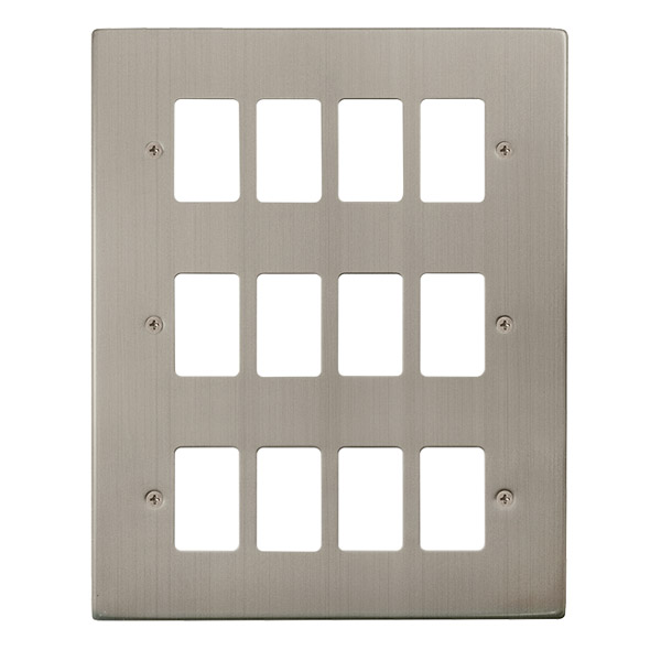 Click Deco Stainless Steel 12 Gang Grid Pro Front Plate VPSS20512