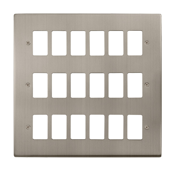 Click Deco Stainless Steel 18 Gang Grid Pro Front Plate VPSS20518