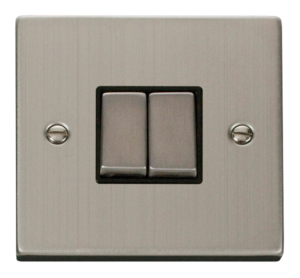 Click Deco Stainless Steel 2 Gang 2 Way Switch VPSS412BK