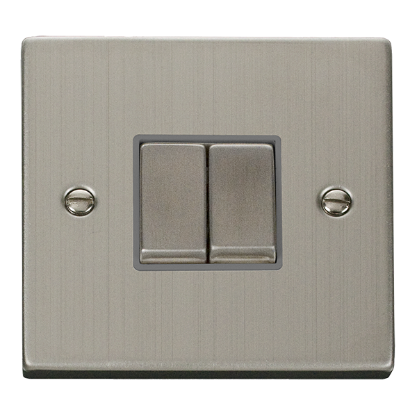 Click Deco Stainless Steel 2 Gang 2 Way Switch VPSS412GY