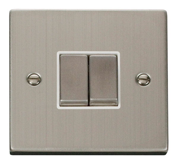 Click Deco Stainless Steel 2 Gang 2 Way Switch VPSS412WH