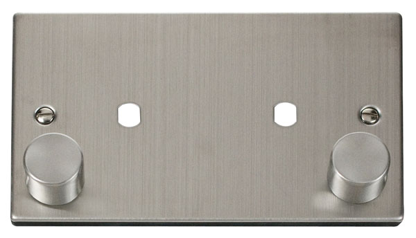 Click Deco Stainless Steel Twin Dimmer Plate 1630W Max VPSS186