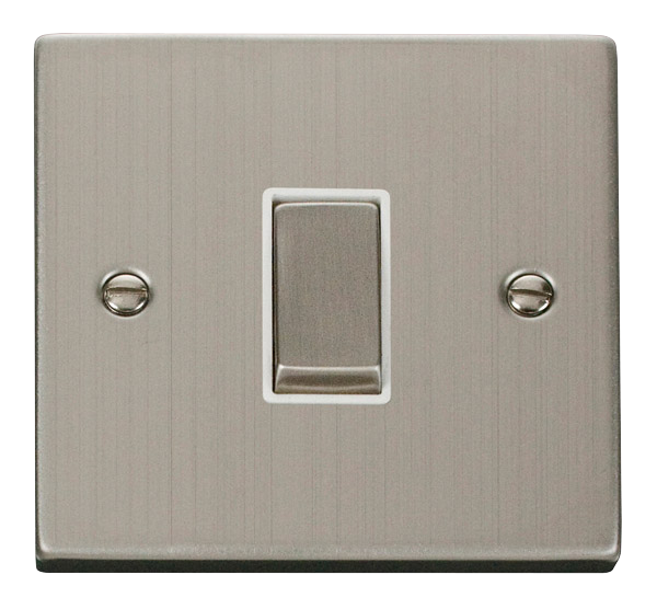 Click Deco Stainless Steel 1 Gang 2 Way Switch VPSS411WH