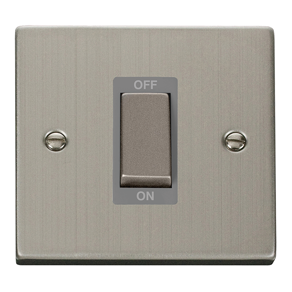 Click Deco Stainless Steel 1 Gang 45A Double Pole Switch VPSS500GY