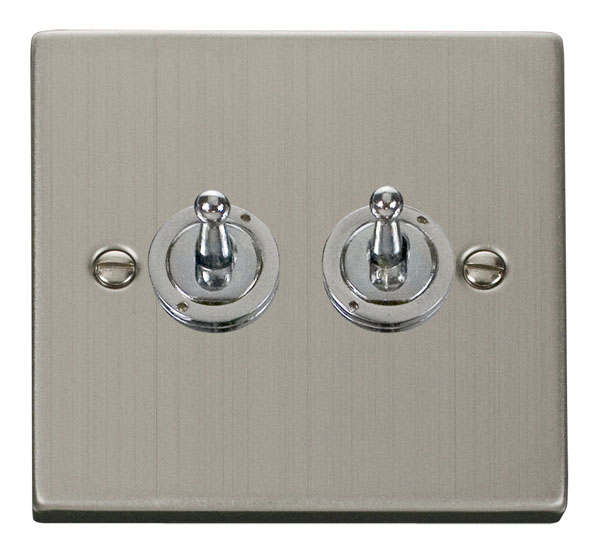 Click Deco Stainless Steel 2 Gang 2 Way Toggle Switch VPSS422