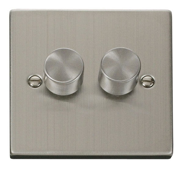 Click Deco Stainless Steel 2 Gang 2 Way Dimmer Switch VPSS152