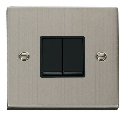 Click Deco Stainless Steel 2 Gang 2 Way Switch VPSS012BK