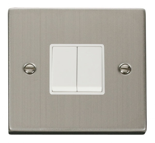 Click Deco Stainless Steel 2 Gang 2 Way Switch VPSS012WH
