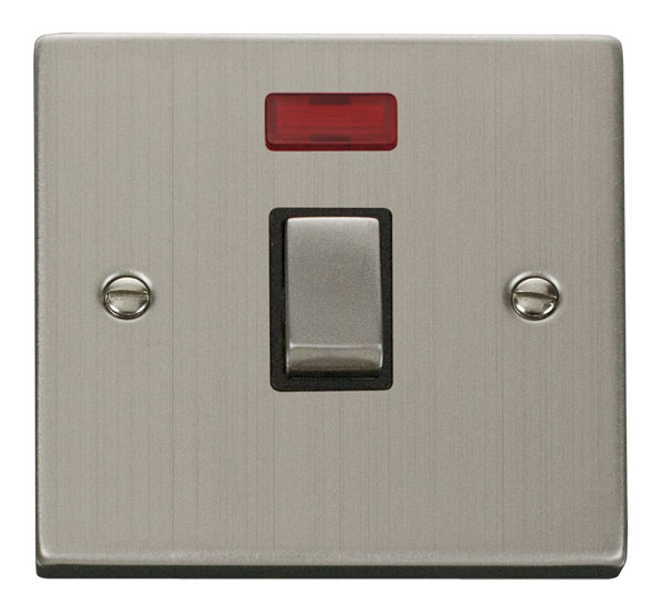 Click Deco Stainless Steel 20A DP Switch with Neon VPSS723BK