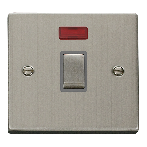 Click Deco Stainless Steel 20A DP Switch with Neon VPSS723GY