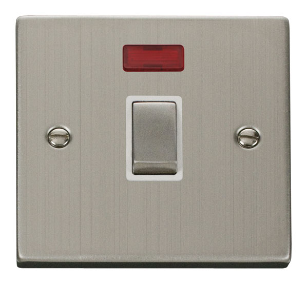 Click Deco Stainless Steel 20A DP Switch with Neon VPSS723WH