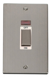 Click Deco Stainless Steel 2G 45A Vertical DP Switch VPSS503WH