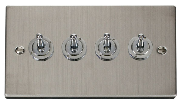 Click Deco Stainless Steel 4 Gang 2 Way Toggle Switch VPSS424