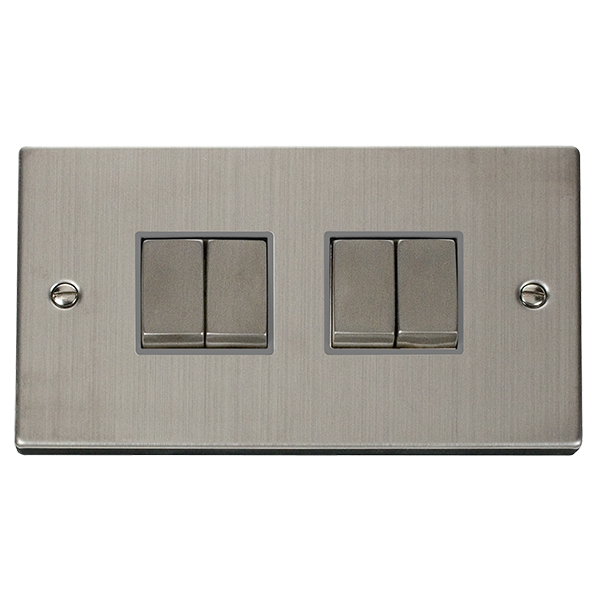 Click Deco Stainless Steel 4 Gang 2 Way Switch VPSS414GY