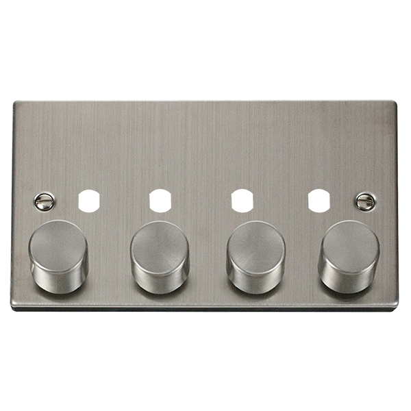 Click Deco Stainless Steel 4 Gang Empty Dimmer Plate VPSS154PL