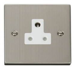 Click Deco Stainless Steel 5A Round Pin Socket VPSS038WH