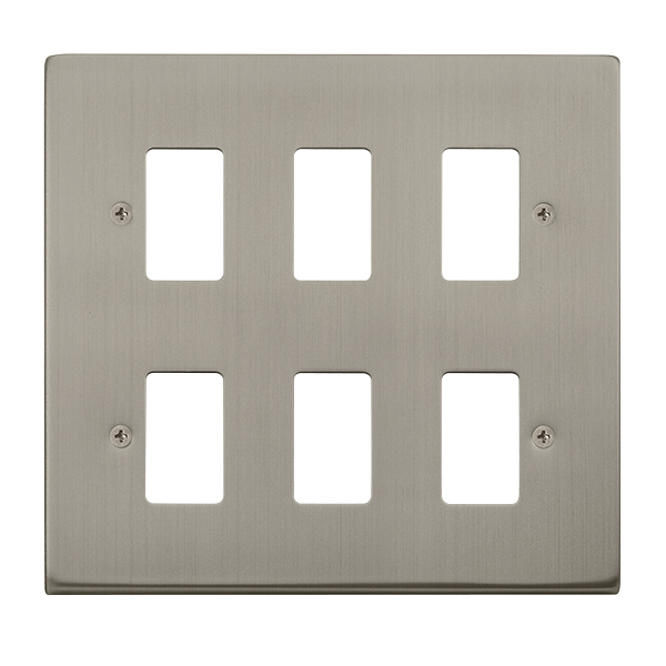 Click Deco Stainless Steel 6 Gang Grid Pro Front Plate VPSS20506