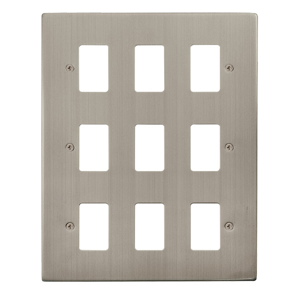 Click Deco Stainless Steel 9 Gang Grid Pro Front Plate VPSS20509