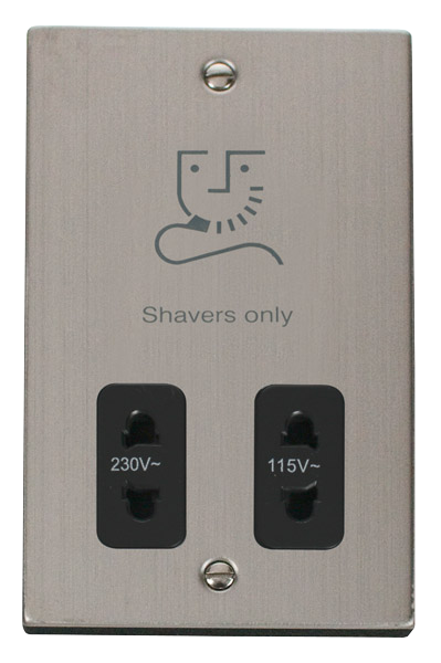 Click Deco Stainless Steel Dual Voltage Shaver Socket VPSS100BK