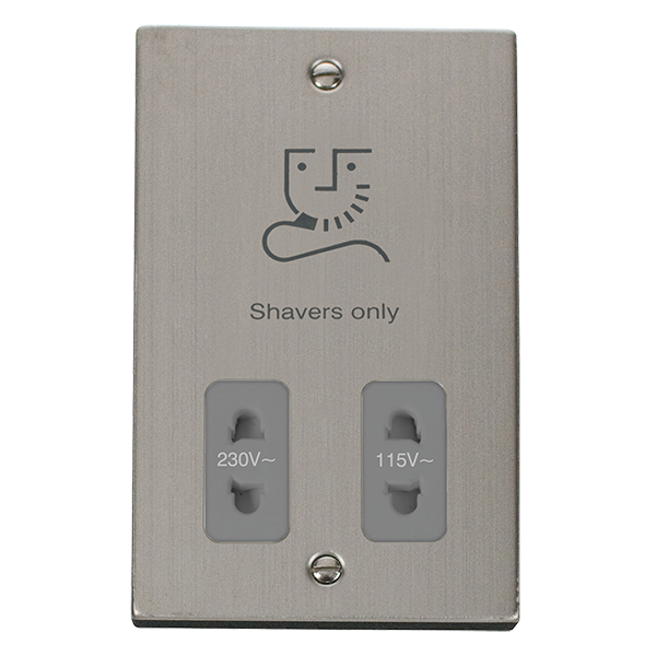 Click Deco Stainless Steel Dual Voltage Shaver Socket VPSS100GY