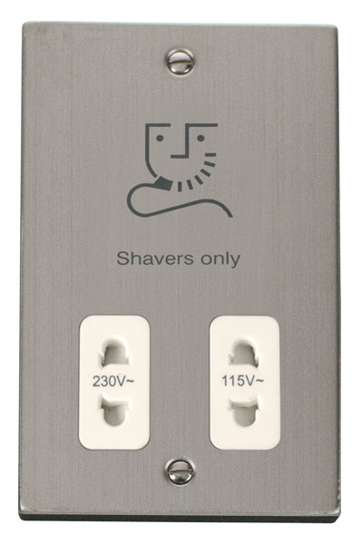 Click Deco Stainless Steel Dual Voltage Shaver Socket VPSS100WH