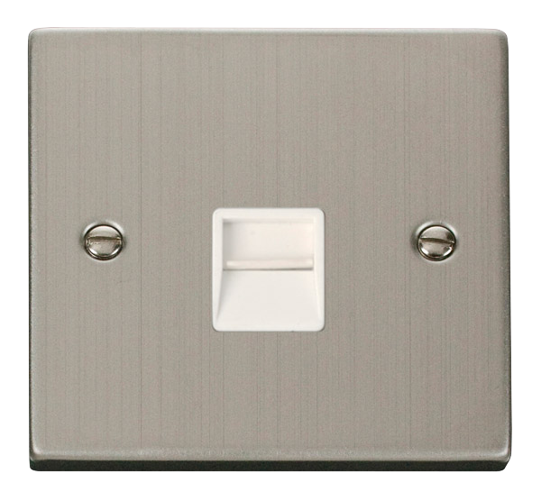 Click Deco Stainless Steel Master Telephone Socket VPSS120WH