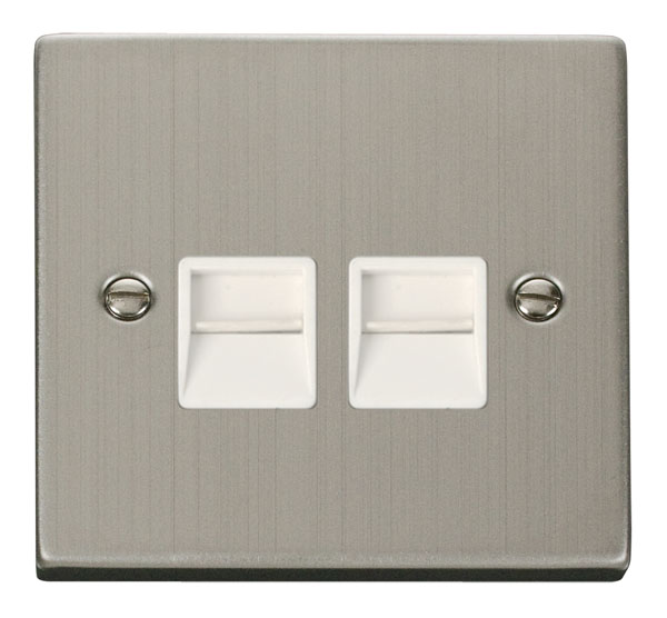 Click Deco Stainless Steel Master Telephone Socket VPSS121WH