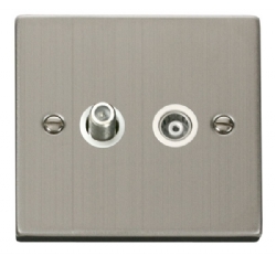 Click Deco Stainless Steel Satellite & Coaxial Socket VPSS157WH