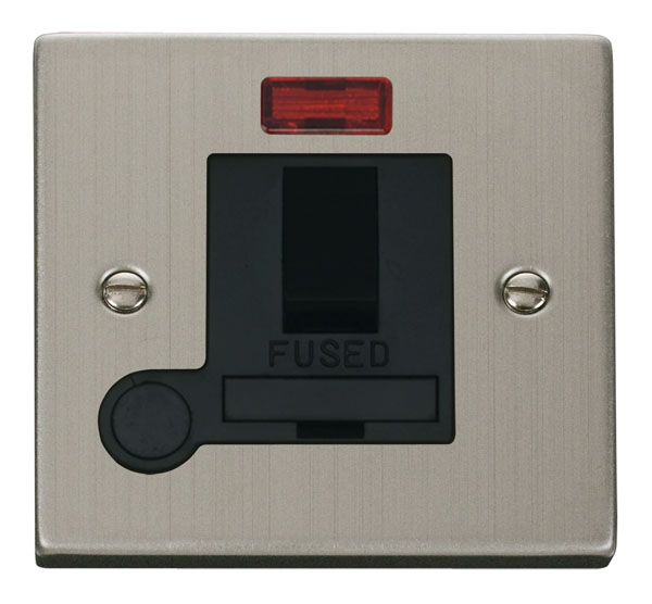 Click Deco Stainless Steel Switched Fused Spur with Neon and Flex Outlet VPSS052BK
