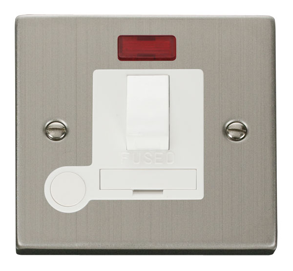 Click Deco Stainless Steel Switched Fused Spur with Neon and Flex Outlet VPSS052WH